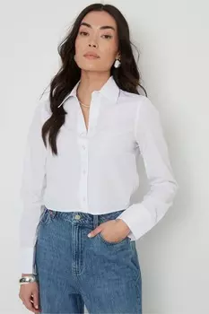 Рубашка из хлопка с укороченным кроем и длинными рукавами Threadbare, белый