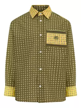 Рубашка из хлопка с узором пейсли ETRO KIDS, зеленый