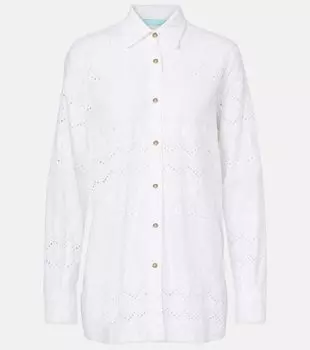 Рубашка из хлопка с вышивкой Orla в технике "английская гладь" Melissa Odabash, белый