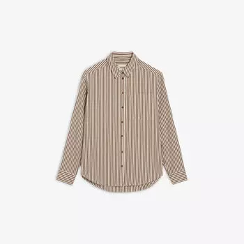 Рубашка из хлопка с закругленным краем и полосатым узором Claudie Pierlot, цвет bruns