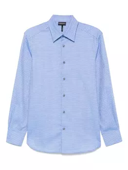 Рубашка из хлопка с жаккардовым логотипом Emporio Armani, синий