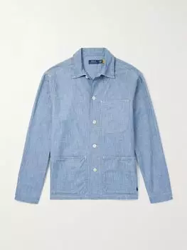 Рубашка из хлопка-шамбре с вышитым логотипом POLO RALPH LAUREN, синий