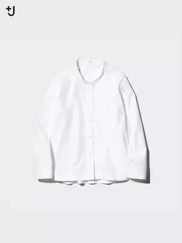 Рубашка из хлопка супима Uniqlo, белый