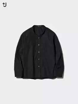 Рубашка из хлопка супима Uniqlo, черный