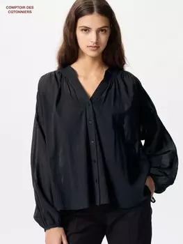 Рубашка из хлопка Uniqlo, черный