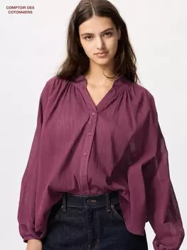 Рубашка из хлопка Uniqlo, фиолетовый