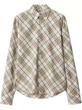 Рубашка из хлопка в клетку Burberry, нейтральный
