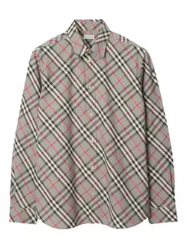 Рубашка из хлопка в клетку Burberry, серый