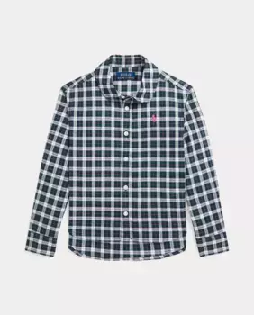 Рубашка из хлопка в клетку для девочки Polo Ralph Lauren, зеленый
