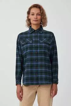 Рубашка из хлопка в клетку Finn Flare, зеленый