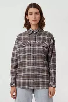 Рубашка из хлопка в клетку Finn Flare, коричневый