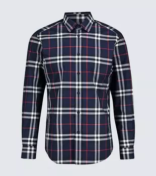 Рубашка из хлопка в клетку Jameson Vintage Burberry, синий