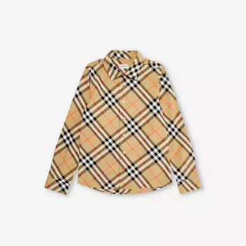 Рубашка из хлопка в клетку Owen 3-14 лет Burberry, желтый