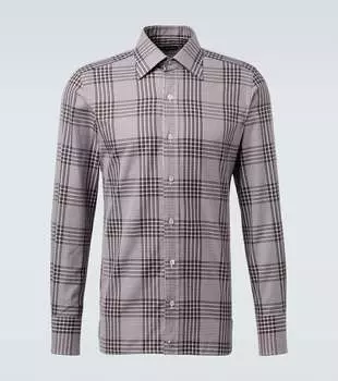 Рубашка из хлопка в клетку принц Уэльский Tom Ford, Black&Brown