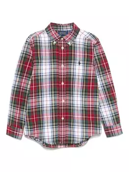 Рубашка из хлопка в клетку Ralph Lauren Kids, красный