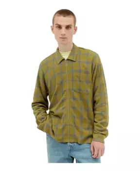 Рубашка из хлопка в клетку с застежкой молнией спереди Stssy, зеленый
