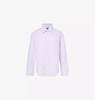Рубашка из хлопка в полоску с накладными карманами в стиле 70-х Hommegirls, лавандовый