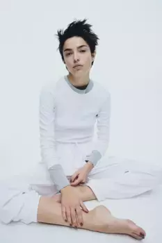 Рубашка из хлопка в рубчик H&M, белый