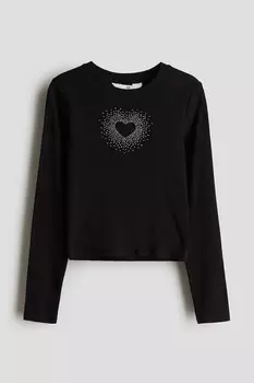 Рубашка из хлопка в рубчик H&M, черный