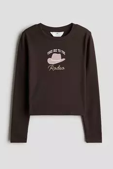 Рубашка из хлопка в рубчик H&M, коричневый