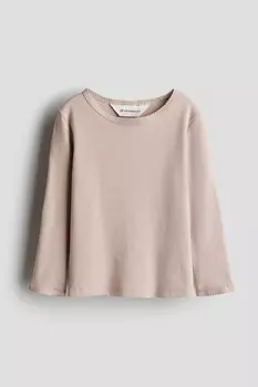 Рубашка из хлопка в рубчик H&M, бежевый