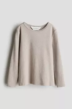 Рубашка из хлопка в рубчик H&M, бежевый
