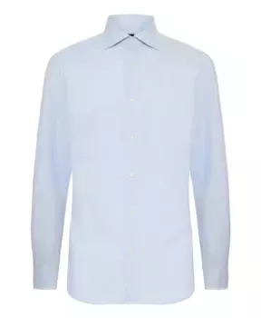 Рубашка из хлопка в саржевую клетку стандартного кроя Boggi Milano, синий