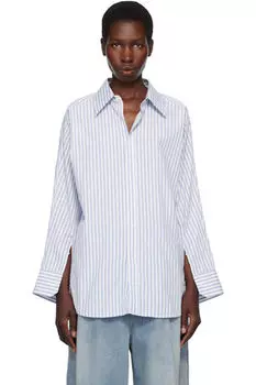 Рубашка из хлопка в сине-белую полоску Maison Margiela