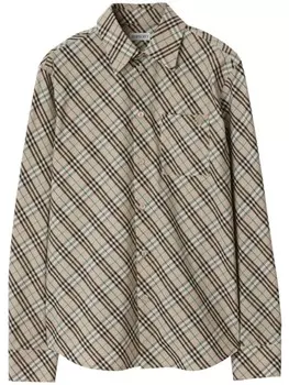 Рубашка из хлопка в винтажную клетку Burberry, нейтральный цвет