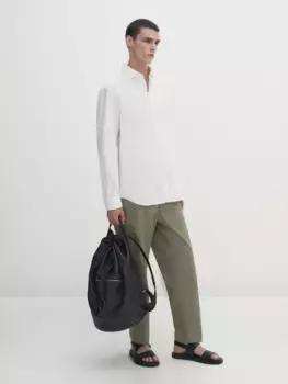 Рубашка из хлопка высокой плотности Massimo Dutti, белый