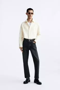 Рубашка из хлопка ZARA, экрю