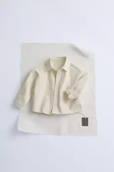 Рубашка из хлопка ZARA, экрю