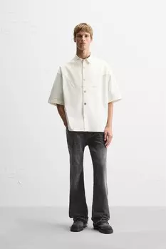 Рубашка из хлопка ZARA, белый