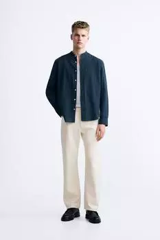 Рубашка из хлопка ZARA, чернила синие
