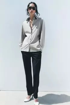 Рубашка из хлопка ZARA, серый
