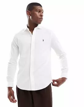 Рубашка из хлопкового джерси с логотипом Polo Ralph Lauren в виде сот белого цвета