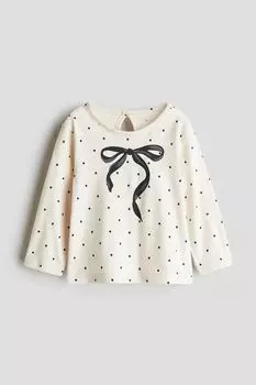 Рубашка из хлопкового джерси с принтом H&M, бежевый