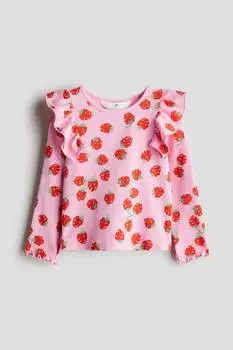 Рубашка из хлопкового джерси с воланами H&M, мультиколор