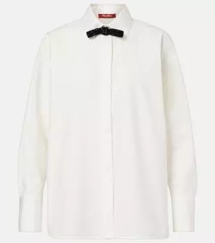 Рубашка из хлопкового и шелкового поплина Max Mara, белый