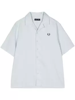 Рубашка из хлопкового пике с вышитым логотипом Fred Perry, синяя