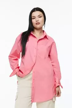 Рубашка из хлопкового поплина H&M, розовый