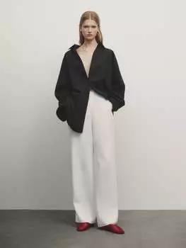 Рубашка из хлопкового поплина Massimo Dutti, черный