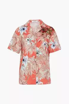 Рубашка из хлопкового поплина с цветочной аппликацией VALENTINO GARAVANI, оранжевый