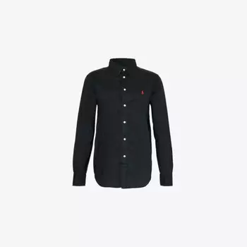 Рубашка из хлопкового поплина с длинными рукавами и фирменной вышивкой Polo Ralph Lauren, черный