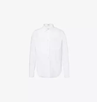 Рубашка из хлопкового поплина с фирменной вышивкой и накладным карманом, стандартного кроя Loewe, белый