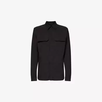 Рубашка из хлопкового поплина с карманами и потайной планкой Rick Owens, черный