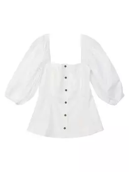 Рубашка из хлопкового поплина с открытыми плечами GANNI, белый