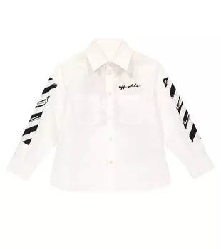 Рубашка из хлопкового поплина с принтом Off-White, белый