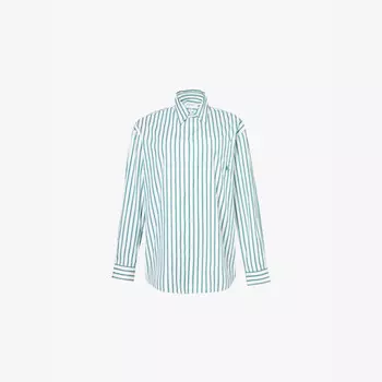 Рубашка из хлопкового поплина с принтом в полоску Island Sporty & Rich, белый