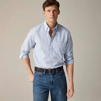 Рубашка из хлопкового поплина с секретной стиркой в полоску J.Crew, синий